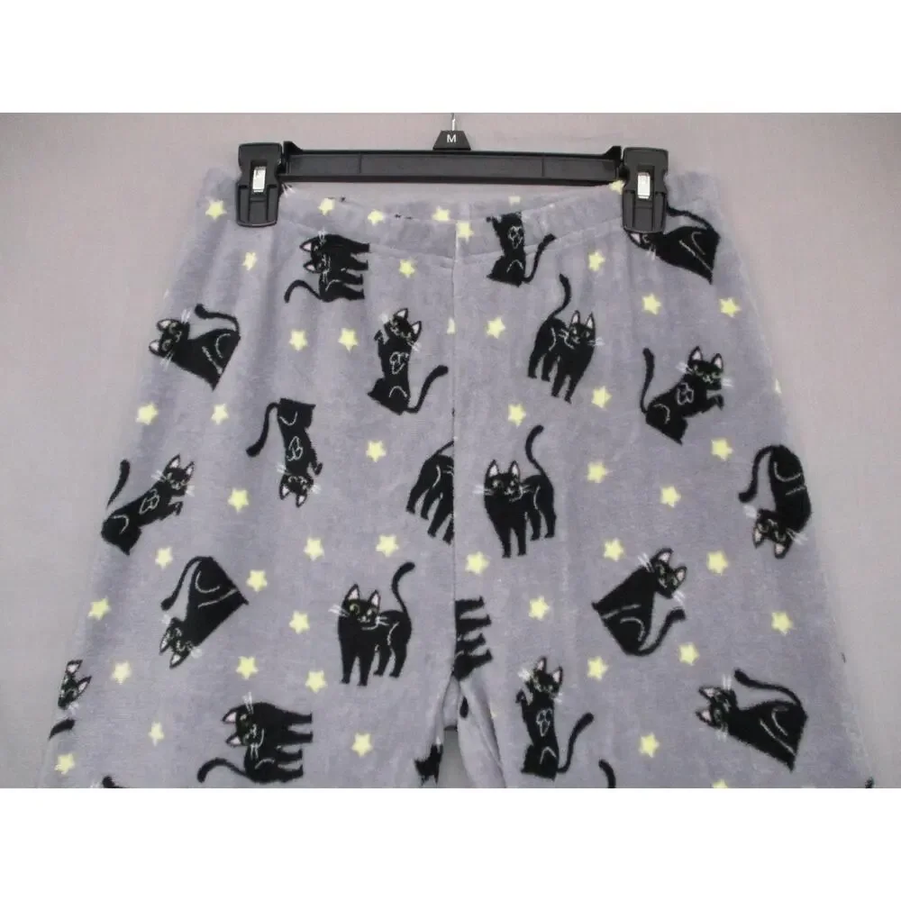 Weekend Edition NWT Gray Cat Print Cozy Elastic Cuff‎ Pajama Pants Unisex Size M